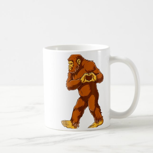 Bigfoot Heart Hands Funny Sasquatch Lover Valentin Coffee Mug (Right)
