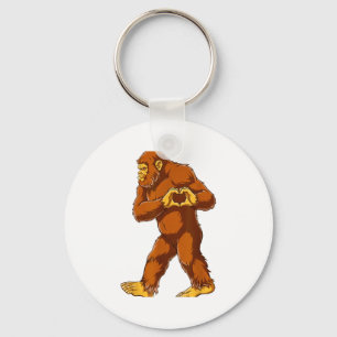 Bigfoot Heart Hands Funny Sasquatch Lover Valentin Keychain