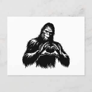 Bigfoot Heart Hands Holiday Postcard