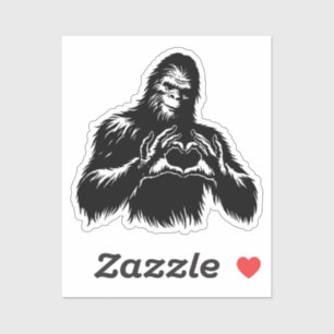 Bigfoot Heart Hands Sticker