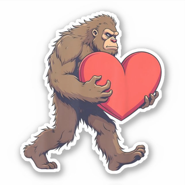 Bigfoot Heart Happy Valentine's Day Love Sasquatch Sticker (Front)