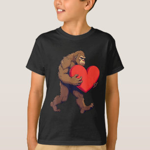 Bigfoot Heart Happy Valentines Day Love Sasquatch T-Shirt