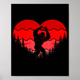 Bigfoot Heart Valentine's Day Boys Girls Kids Love Poster
