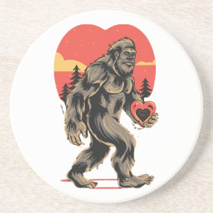 bigfoot heart valentines day coaster
