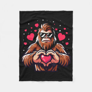Bigfoot Heart Valentines Day Funny Sasquatch Boys Fleece Blanket