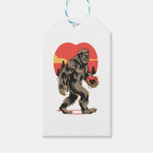 bigfoot heart valentines day gift tags