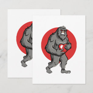 bigfoot heart valentines day note card