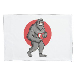 bigfoot heart valentines day pillow case