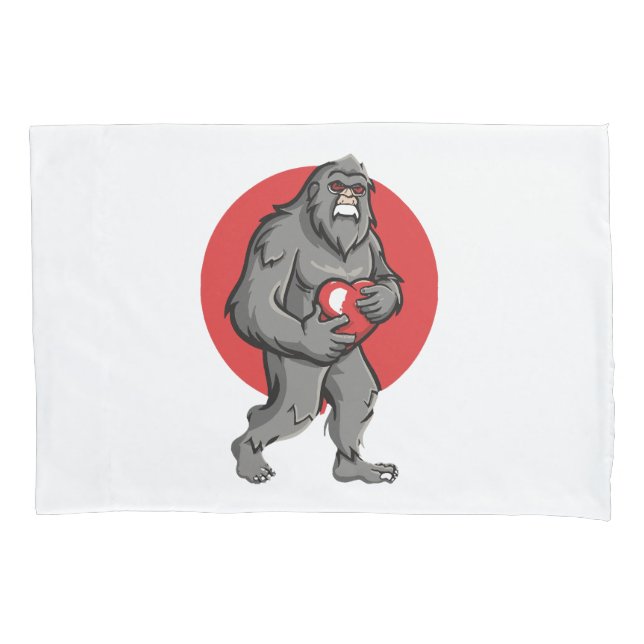 bigfoot heart valentines day pillow case (Front)