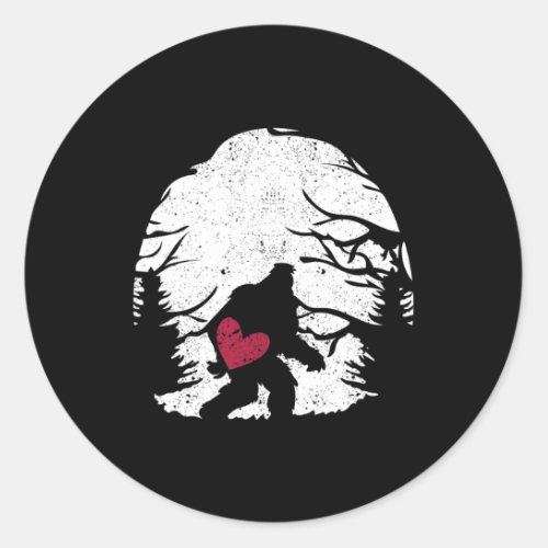 Bigfoot Heart Valentines Day Sasquatch Lover Coup Classic Round Sticker