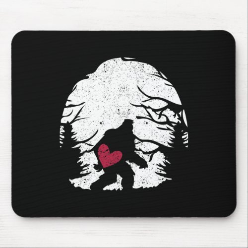 Bigfoot Heart Valentines Day Sasquatch Lover Coup Mouse Pad