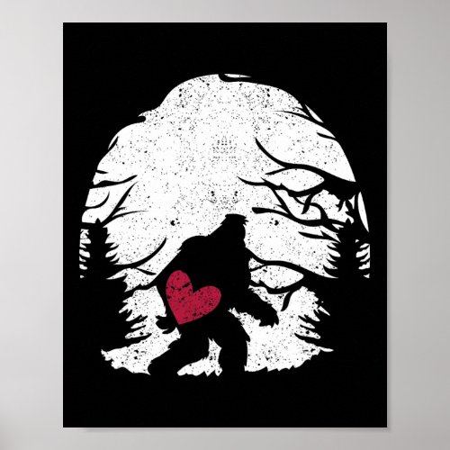 Bigfoot Heart Valentines Day Sasquatch Lover Coup Poster