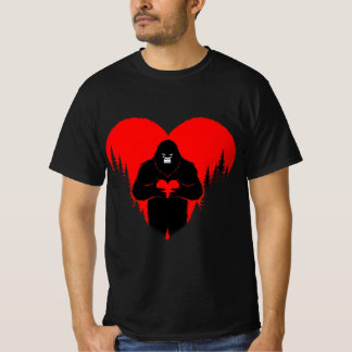 Bigfoot Heart Valentines Day Unisex Tee, Love  T-Shirt