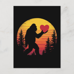 Bigfoot Heart Valentines Love Sasquatch Sunset Holiday Postcard