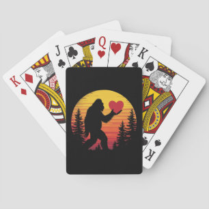 Bigfoot Heart Valentines Love Sasquatch Sunset Poker Cards