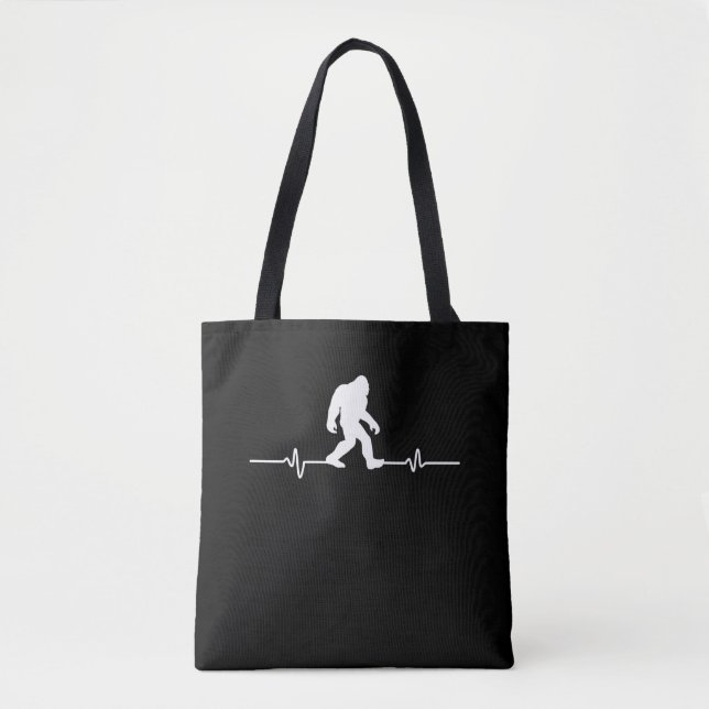 Bigfoot Heartbeat Humor Funny Sasquatch Fan Tote Bag (Front)