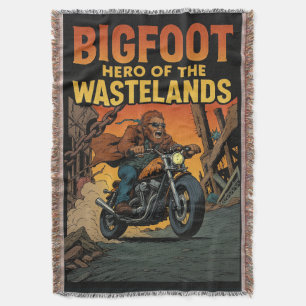Bigfoot Hero of the Wastelands Comic Book Cover Throw Blanket