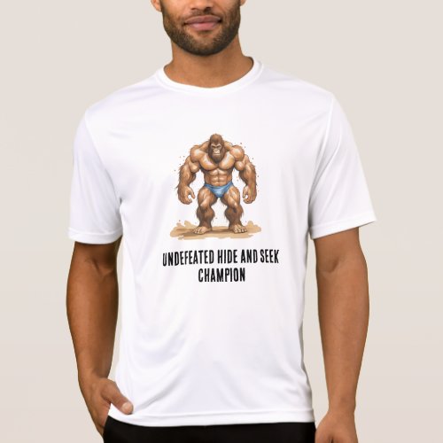 Bigfoot Hide and Seek Champion Black and White T_Shirt