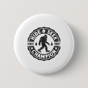 Bigfoot Hide And Seek Champion Funny Sasquatch Ret Button