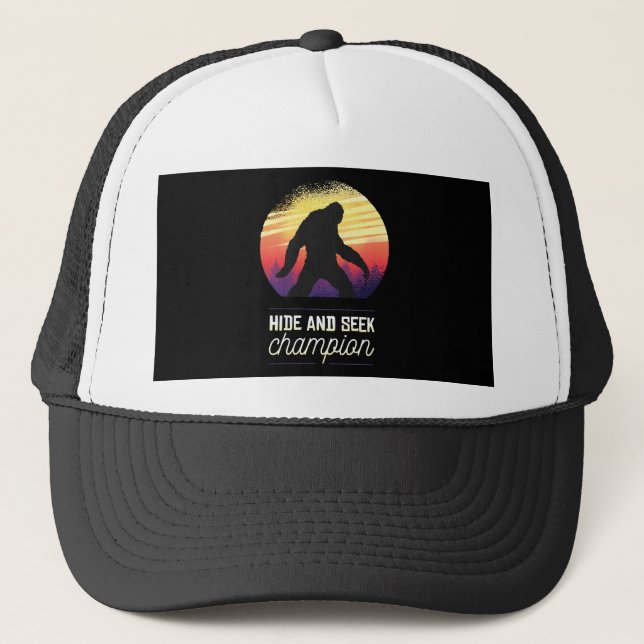 Bigfoot Hide and Seek Champion - Funny Yeti Believ Trucker Hat (Front)