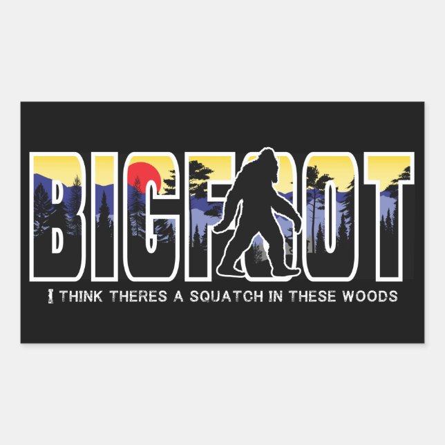 Bigfoot hiding in the woods, Wild Expedition Rectangular Sticker (Front)