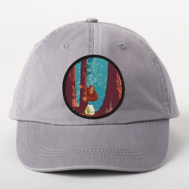 Bigfoot Hiding Sequoia National Park Fun Patch (On Headwear)