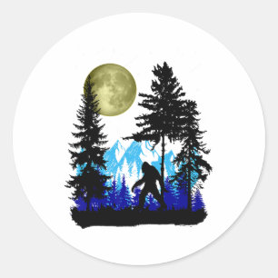 Bigfoot Hiding Under Full Moon For Sasquatch Lover Classic Round Sticker