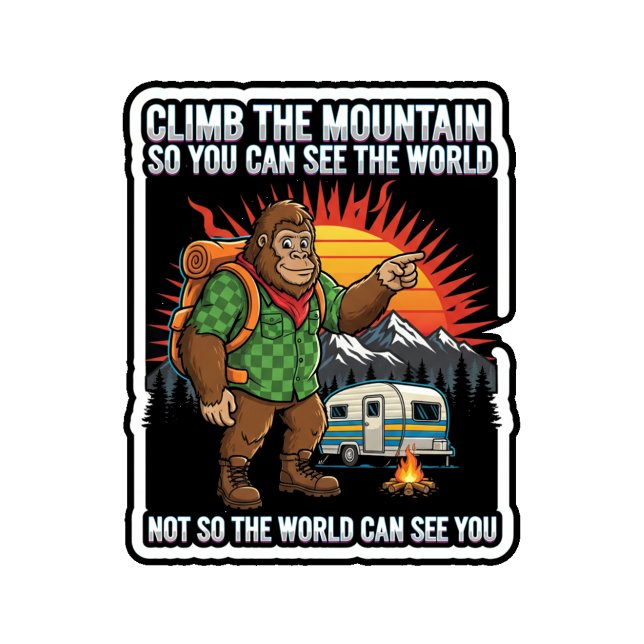 Bigfoot Hiking-Climb The Mountain To See The World Sticker (Creator Uploaded)
