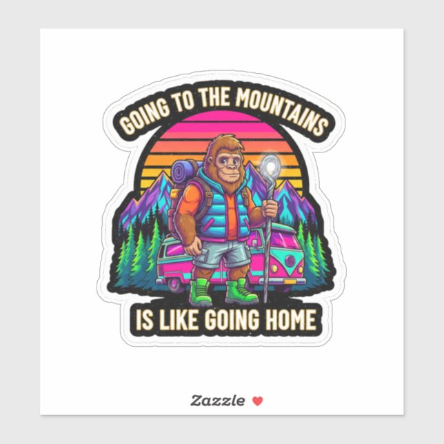 Bigfoot Hiking-Going To The Mountains Sticker (Sheet)