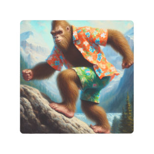 Bigfoot Hiking Metal Print