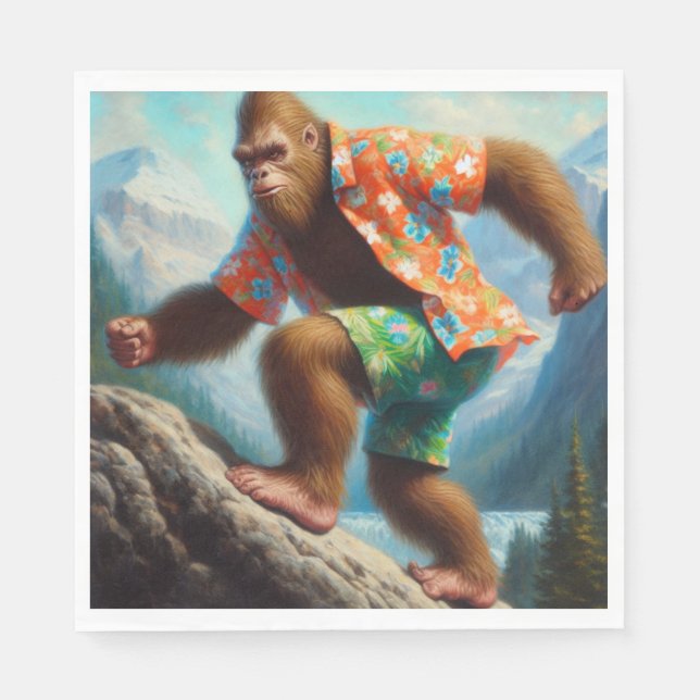 Bigfoot Hiking Napkins (Front)