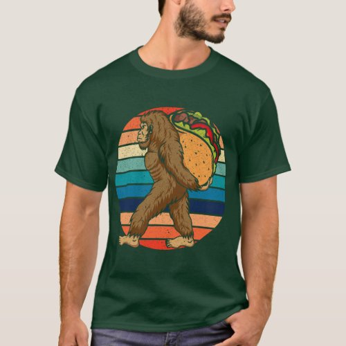 Bigfoot Holding A Taco Mexican Cinco de Mayo Tacos T_Shirt