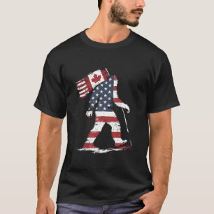 Bigfoot Holding Canada Flag 51st State Trump T-Shirt
