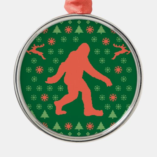 Bigfoot Holiday Sweater Tees Metal Ornament