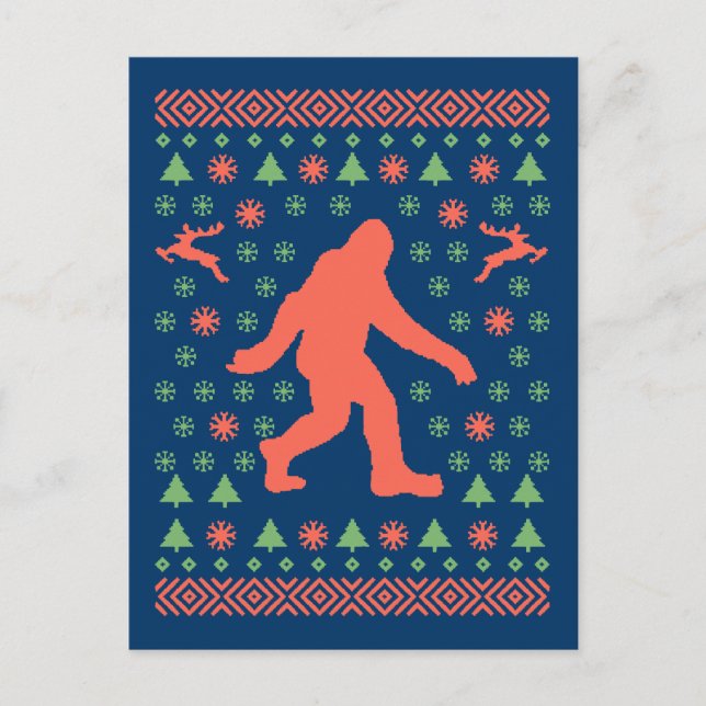 Bigfoot Holiday Sweater Tees Postcard (Front)