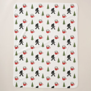 Bigfoot, Hot Cocoa, Pine Tree, Outdoors Sherpa Blanket