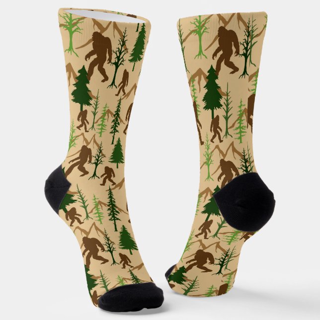 Bigfoot Hunting Novelty Camping Socks (Angled)