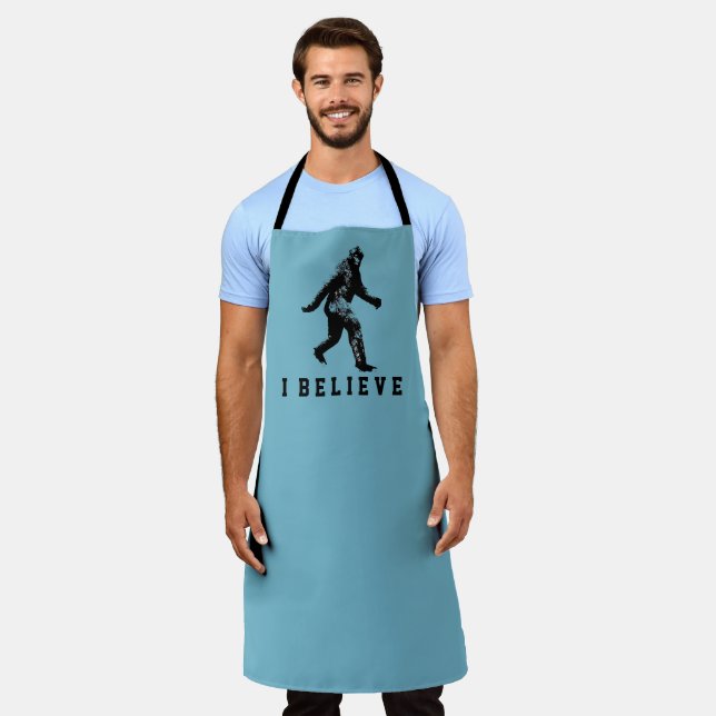 Bigfoot I Believe Customizable Text Apron (Worn)