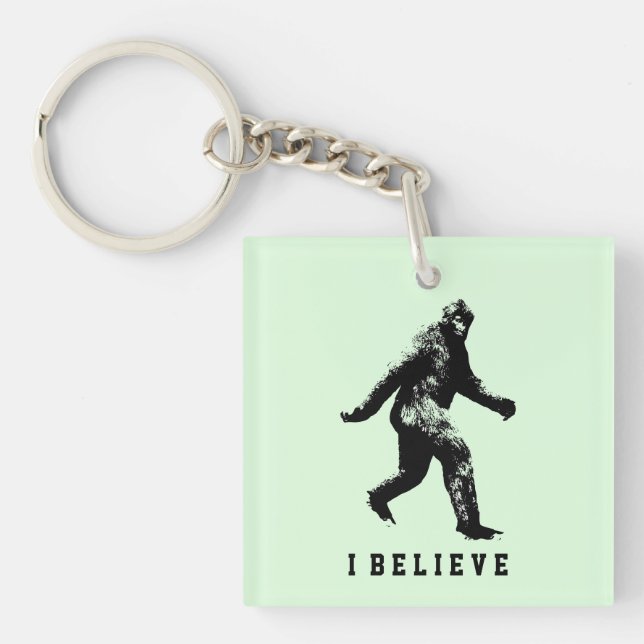 Bigfoot I Believe Customizable Text Keychain (Front)