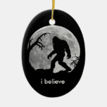 Bigfoot - I Believe With Moon And Tree Silhouette Ceramic Ornament at Zazzle