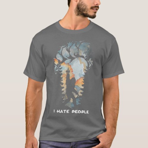 Bigfoot I Hate People Bigfoot Camping Watercolor P T_Shirt