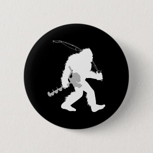 Bigfoot Ice Fishing Yeti Fisherman With Drilling A Button