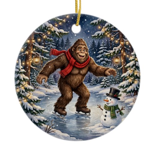 Bigfoot Ice Skating Ornament