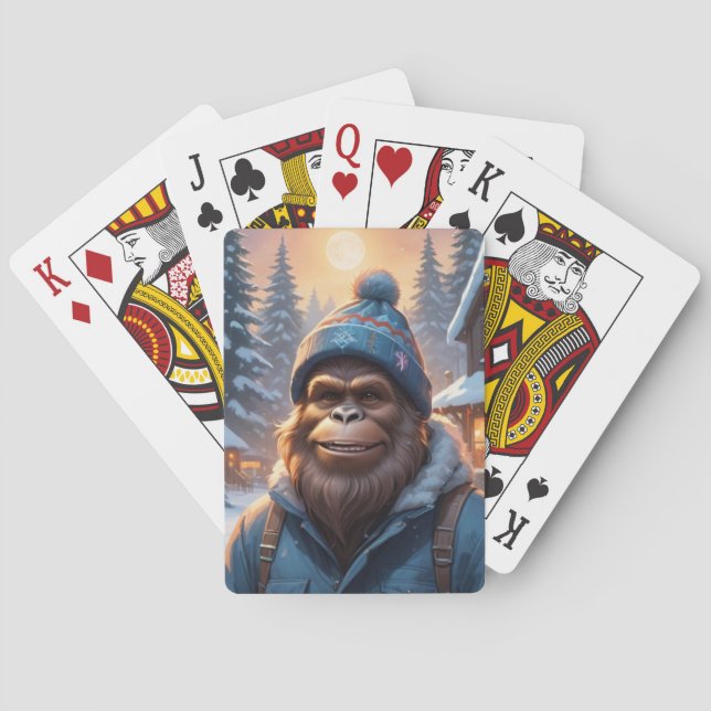 Bigfoot in a Beanie  Poker Cards (Back)