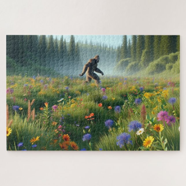 Bigfoot in Bloom, Bigfoot in wildflowers landscape Jigsaw Puzzle (Horizontal)