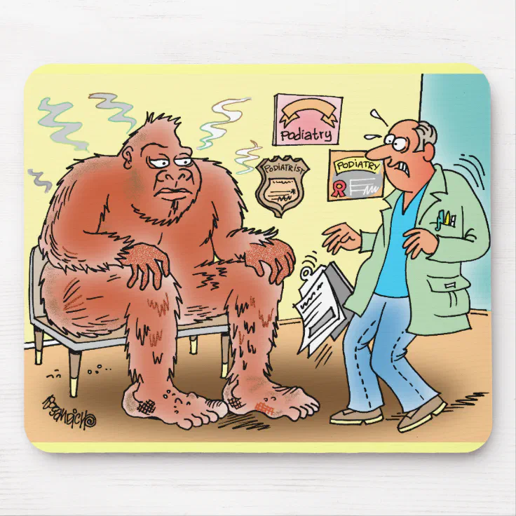 Bigfoot In Podiatrist Waiting Room Cartoon Mousepa Mouse Pad | Zazzle