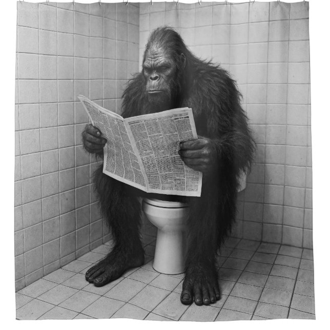 Bigfoot In The Bathroom Funny Shower Curtain (Front)