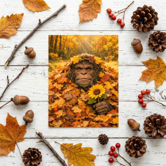 Bigfoot in the Fall Leaves Postcard for Believers