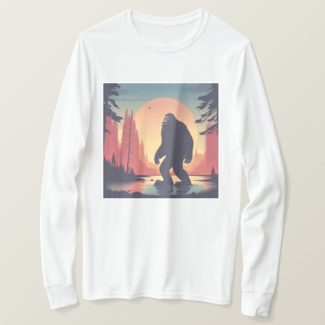 Bigfoot in the forest Long Sleeve men's T-Shirt (Design Front)