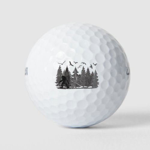 Bigfoot in the Forest Sasquatch Yeti Golf Balls